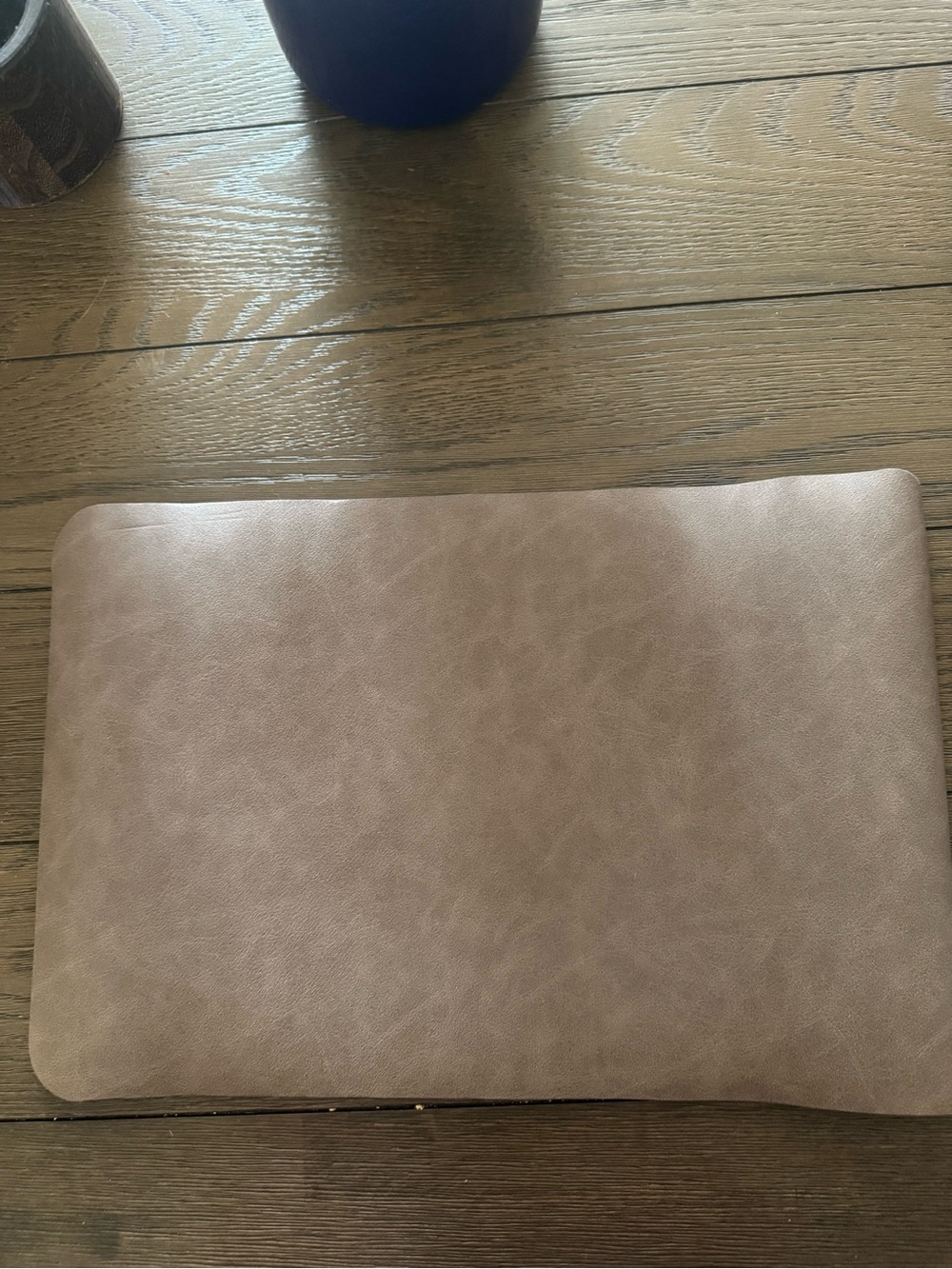 Neutral Taupe Leather-Look Laptop Sleeve